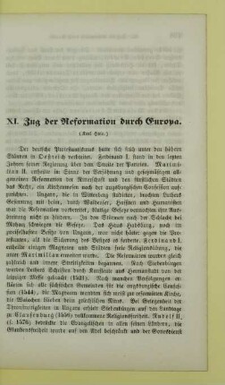 XI. Zug der Reformation durch Europa