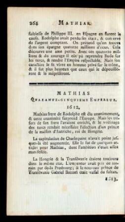 Mathias Quarantieme-Cinquieme Empereur