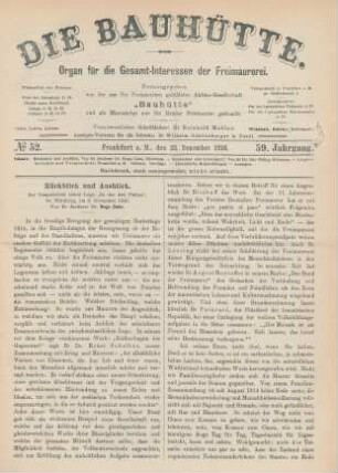 No. 52. Frankfurt a. M., den 23. Dezember 1916. 59. Jahrgang.