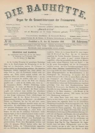 No. 52. Frankfurt a. M., den 23. Dezember 1916. 59. Jahrgang.