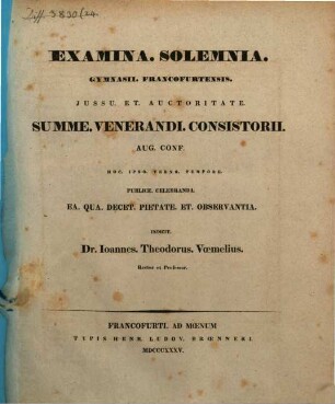 Notitia Codicum Demosthenicorum : examina solemnia Gymnasii Francofurt, 4