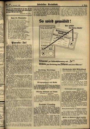 Zweite Ausgabe vom Sonntag, den 12. November 1933.