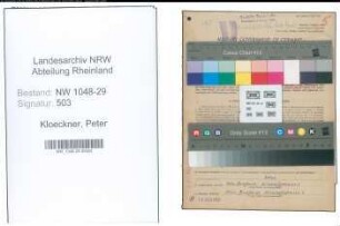 Entnazifizierung Peter Kloeckner , geb. 05.04.1894 (Beamter)