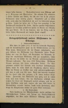27-32, Kriegshilfsdienst unsrer Missionare in Sikonge