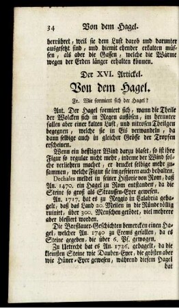 Der XVI. Artickel. Von dem Hagel.