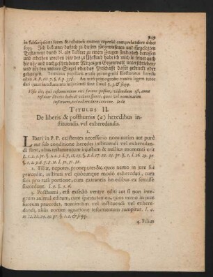 Titulus II. De liberis & posthumis (a) heredibus in stituendis vel exheredandis