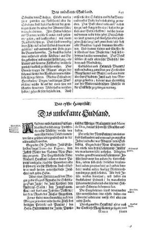 Das eylfte Hauptstück - Das unbekante Sudland.