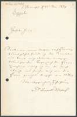Brief von Leopold Dippel an Unbekannt