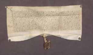 Schuldverschreibung des Hans Trumiger und seiner Ehefrau Katharina über 10 lb. Pfennige an den St. Eucharius zu Balg