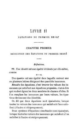 Livre II. Équtions Du Premier Degré.