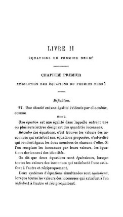 Livre II. Équtions Du Premier Degré.