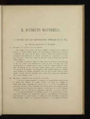 II. Intérêts matériels.