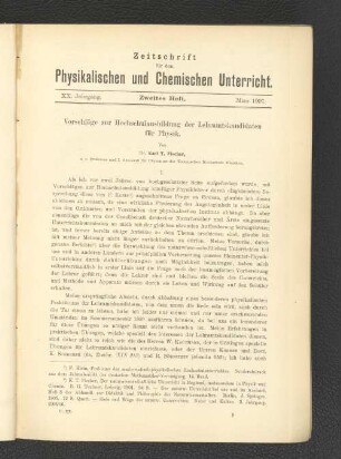 Vorschläge zur Hochschulausbildung der Lehramtskandidaten für Physik.