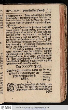 Der XXXVII. Titul. Von den Exceptionibus wider die geführten Beweisungen die seyen welcherley Art sie wollen