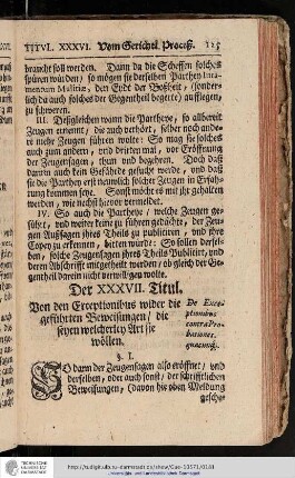 Der XXXVII. Titul. Von den Exceptionibus wider die geführten Beweisungen die seyen welcherley Art sie wollen