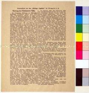 Flugblatt mit Sonderabdruck aus dem Göttinger Tageblatt Nr. 279 vom 28.11.1919 mit Schilderung eines Treffens der Ortsgruppe Göttingen des Alldeutschen Verbandes
