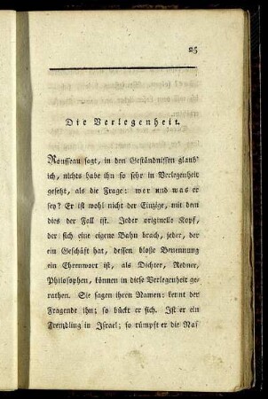 Die Verlegenheit.