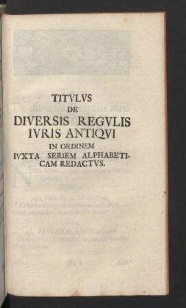 Titulus de Diversis Regulis Juris Antiqui