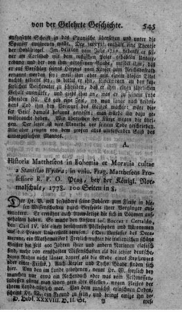 Historia matheseos in Bohemia et Moraviae cultae.