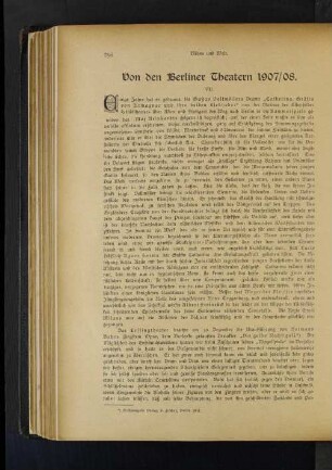 Von den Berliner Theatern 1907/08