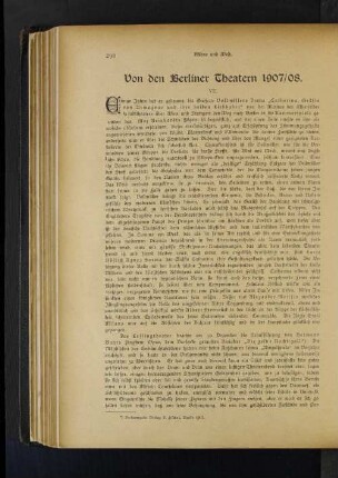 Von den Berliner Theatern 1907/08
