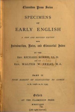 Specimens of early English : with introductions, notes and glossarial index. 2