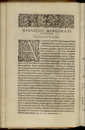 Augustini Marlorati Elogium.