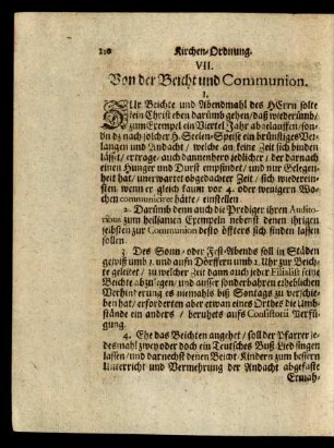 VII. Von der Beicht und Communion.