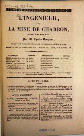 L' ingénieur, ou la mine de charbon : Mélodrame en trois actes