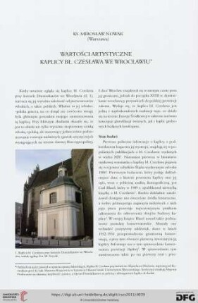 Wartości artystyczne kaplicy bł. Czesława we Wrocławiu