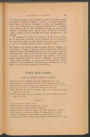 Últimos libros recibidos