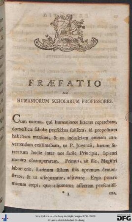 Praefatio Ad Humaniorum Scholarum Professores.