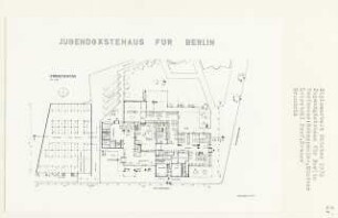 Jugendgästehaus für Berlin, Berlin-Charlottenburg (Diplomarbeit bei Willy Kreuer): Grundriss Erdgeschoss 1:200
