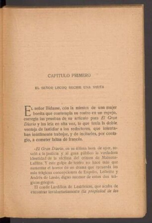 Capítulo primero - El señor Lecoq recibe una visita