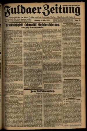 Erste Ausgabe vom Sonntag, den 01. März 1931.