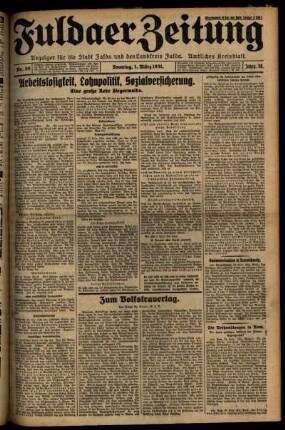 Erste Ausgabe vom Sonntag, den 01. März 1931.