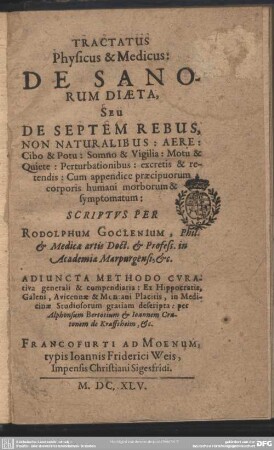 Tractatus physicus et medicus de sanorum diaeta