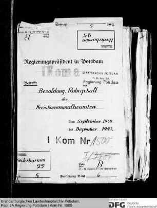 Besoldung, Ruhegehalt, Witwen- und Waisenversorgung der Kreiskommunalbeamten im Kreis Niederbarnim