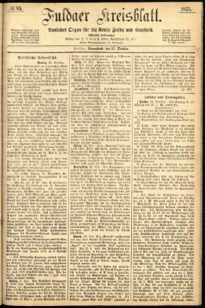 Ausgabe vom Samstag, den 25. Oktober 1873.