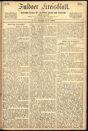 Ausgabe vom Samstag, den 25. Oktober 1873.