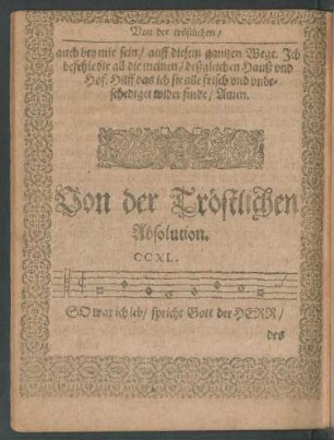 Von der Tröstlichen Absolution.