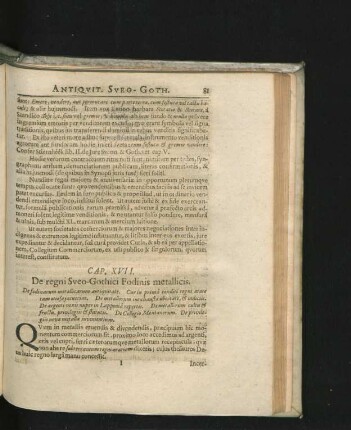 Cap. XVII. De regni Sveo-Gothici Fodinis metallicis.