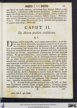 Caput II. De Abortu practice considerato.