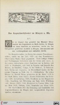 3: Das Kapuzinerkloster zu Bingen a. Rh.