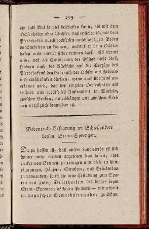 Bedeutende Ersparung an Schießpulver bey'm Stein-Sprengen