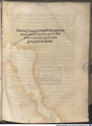 Summa de regimine vitae humanae seu margarita doctorum