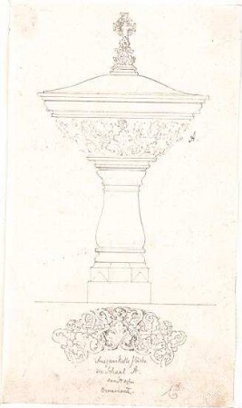 Voit, August von; Kirche - Taufbecken (Ansicht, Detail)