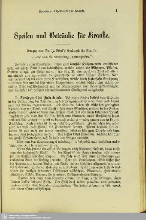 Speisen und Getränke für Kranke
