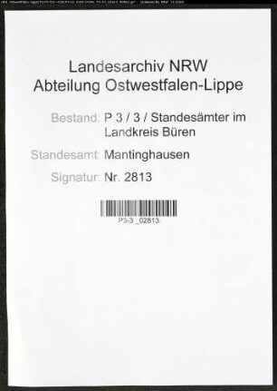 Sterberegister Standesamt Mantinghausen