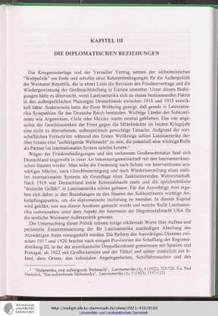 Kapitel III. Die diplomatischen Beziehungen